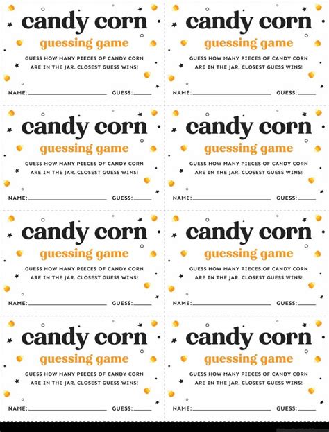 Free Printable Candy Corn Guessing Game Cards - Favorite Printables