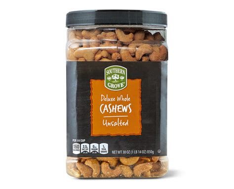 Unsalted Deluxe Whole Cashews Southern Grove ALDI US