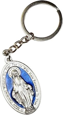 Needzo Miraculous Medal Enamel Keychain Virgin Mary Key Ring Accessory