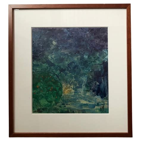 Modern Semi-Abstract Aquatic Landscape Watercolor For Sale at 1stDibs