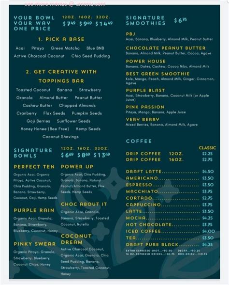 Menu At Bare Naked Bowl East Meadow