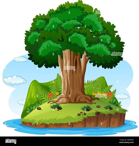 Ilustración De Dibujos Animados Aislada De árbol Grande Imagen Vector