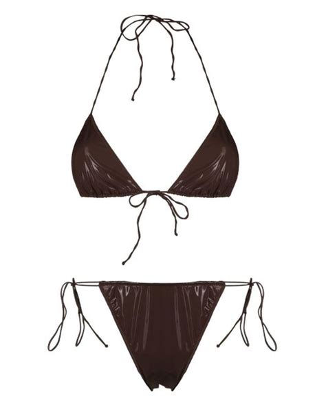 Oséree High shine Finish Bikini Set in Brown Lyst