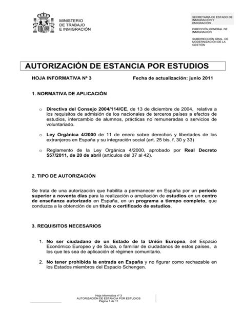 AUTORIZACIÓN DE ESTANCIA POR ESTUDIOS