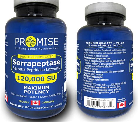 180 DR vcaps Promise Serrapeptase (Serratia Peptidase Enzymes) 120,000 ...