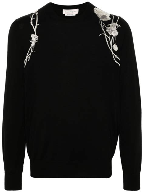 Alexander Mcqueen Pressed Flower Harness Sweater Black Farfetch Uk