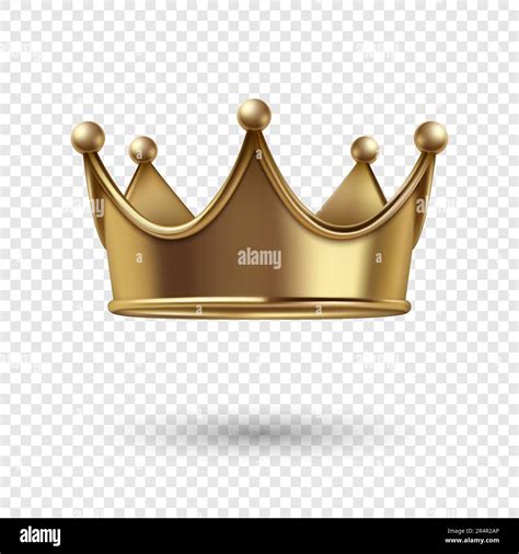 Vector 3d Realistic Golden Crown Icon Closeup Isolated Yellow Metallic Crown Design Template