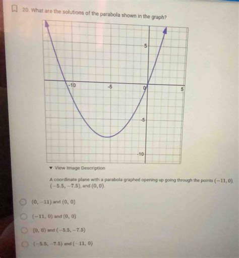 Solved What Are The Solutions Of The Parabola Shown In The Graph A