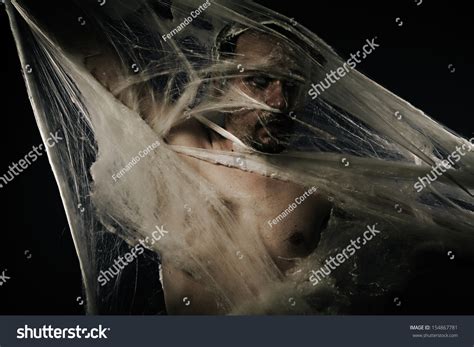 Arachnids Naked Man Caught Spider Web Stock Photo Shutterstock