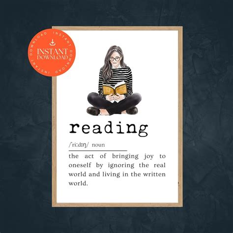 reading definition print library poster printable book club etsy