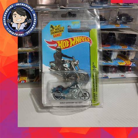 Hot Wheels Harley Davidson Fat Boy Super Treasure Hunt Rubber Tires HW Workshop Card Not MINT