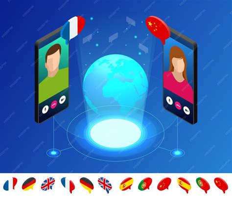 Premium Vector | Isometric online voice translator and learning