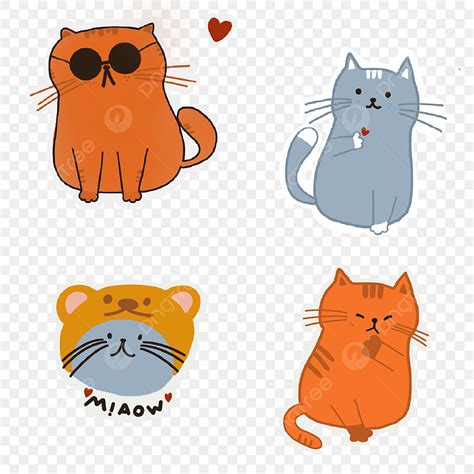 Hand Drawn Stickers PNG Transparent, Hand Drawn Cute Cats Stickers ...