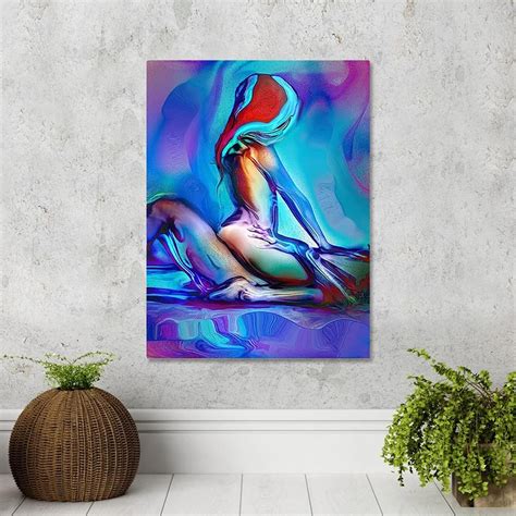 Factory Made Custom Print Shaped Canvas Painting Nude Woman Hug Oil