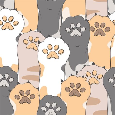 Premium Vector Seamless Pattern Kawaii Cute Cats Footprint For Card