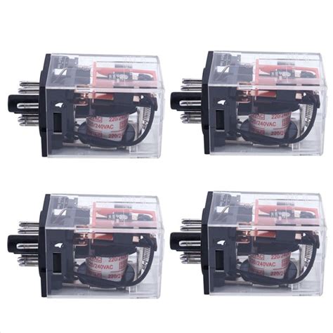4X AC 220V/230V Coil Voltage PCB Power Relay 8 Pins DPDT 2NO 2NC MK2P-1 ...