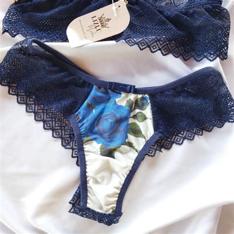 Conjunto Lingerie Renda Azul Marinho Sem Bojo Lizlu Modas