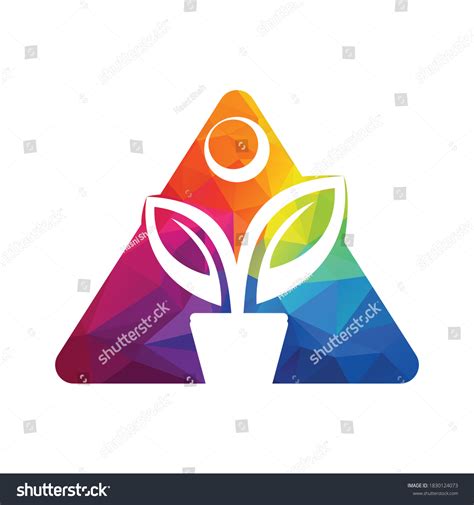 Flower Pot Plant Logo Human Growth Stock Vector Royalty Free