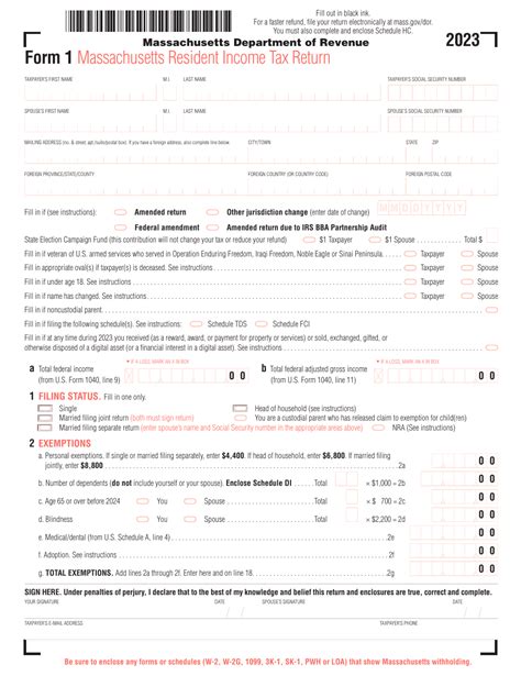 Form 1 Download Fillable PDF or Fill Online Massachusetts Resident ...