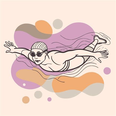 Un Dessin D Une Femme En Bikini Avec Les Mots Elle Nage Dessin Dessus Vecteur Premium