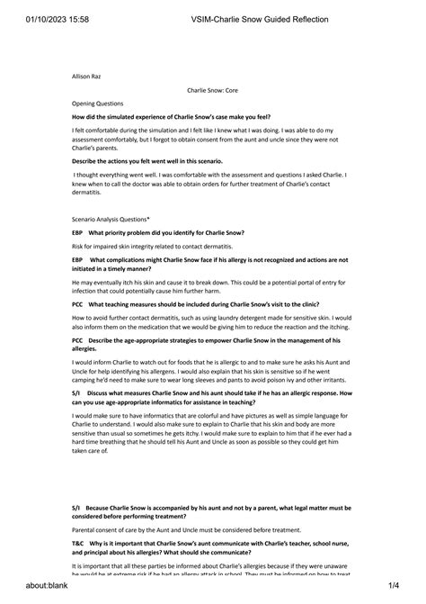 SOLUTION: Vsim charlie snow guided reflection - Studypool