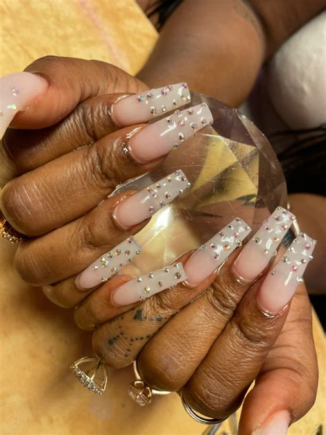 Custom Cyral Nude Acrylic With Bling Bling Nails Nails Bling