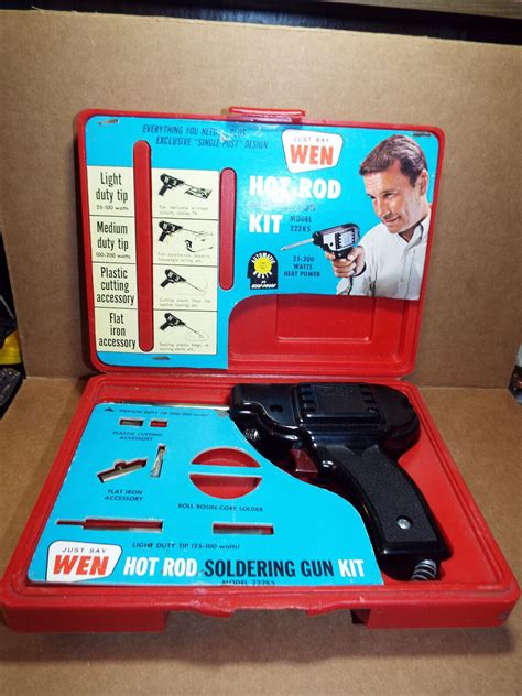 NICE Vintage Wen Hot Rod Soldering Gun Iron Model 222 K-5 Case Tips