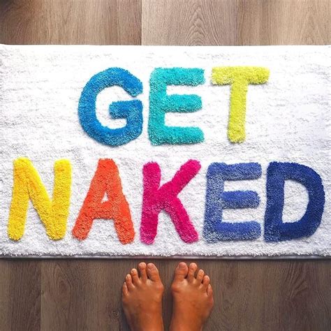 Evovee Get Naked Bath Mat Rainbow Funny Cute Colorful Bathroom Rugs Multicolor White Rug Shower