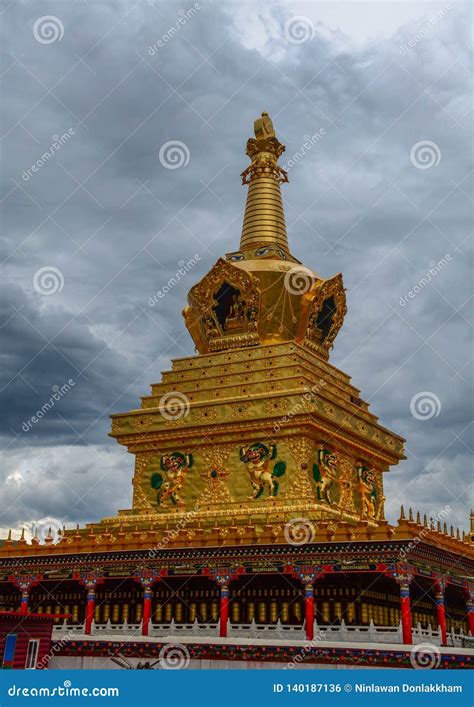 Golden Stupa Of Yarchen Gar In Tibet Editorial Photo Image Of