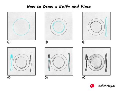 How To Draw A Knife And Plate Helloartsy