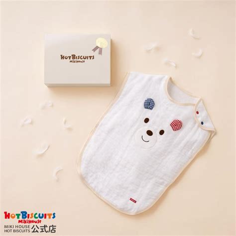 HOT BISCUITS ミキハウス 出産祝い 内祝い 顔ドン六重織ガーゼスリーパーセットBOX付き 白 ホットビスケッツ ミキハウスホットビスケッツ公式店 通販