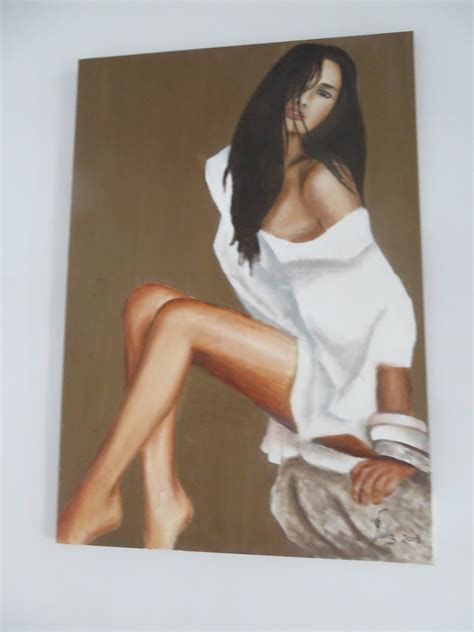 Brunette Oil Original Painting On Canvas Erotic Sensual Etsy