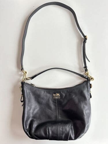 Coach Madison Black Leather Convertible Hobo Shoulder Bag Purse