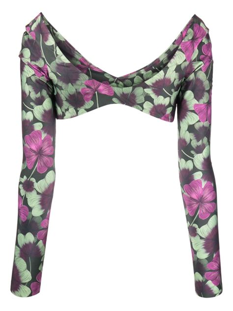 Agua By Agua Bendita Alfonsina Fortuna Floral Print Bikini Top Green Farfetch Ao