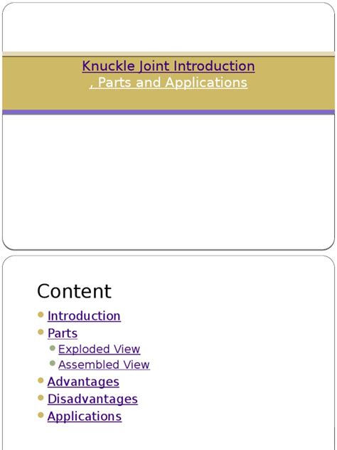 knuckle joint introduction parts  applications