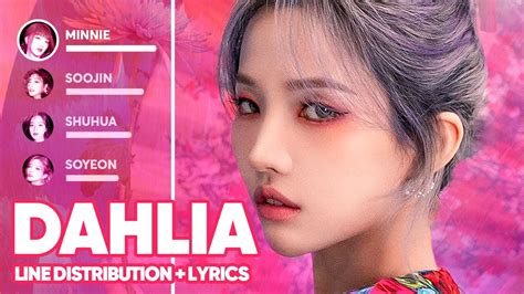 G I Dle Dahlia Line Distribution Lyrics Color Coded Patreon