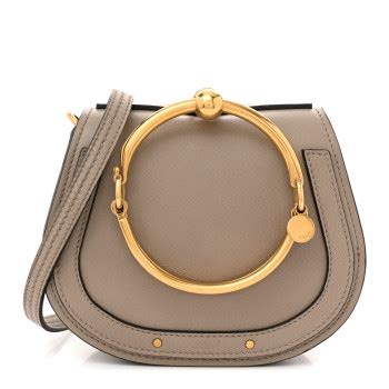 CHLOE Calfskin Suede Small Nile Bracelet Bag Motty Grey 1379212