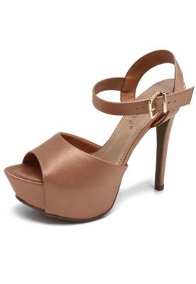 Sandália Bebecê Salto alto fino Nude Compre Agora Dafiti Brasil