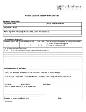 Unpaid Leave Request Form Fill And Sign Printable Template Online