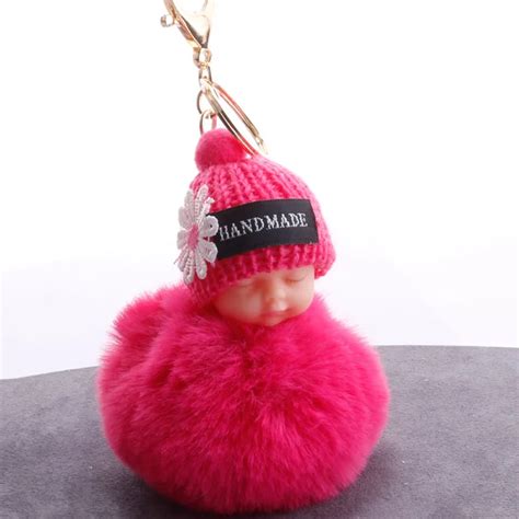 Fashion Silicone Car Keychain Cute Sleep Cute Baby Plush Keychain Pendant Girls Bags Car ...