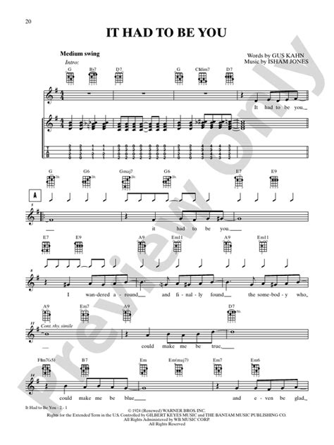 It Had To Be You Ukulele Gus Kahn Digital Sheet Music Download