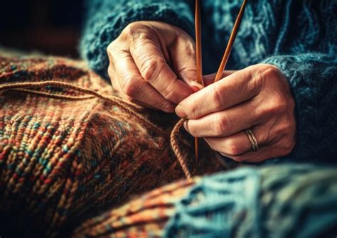 Premium Photo A Closeup Shot Of A Pair Of Hands Knitting A Cozy Pair