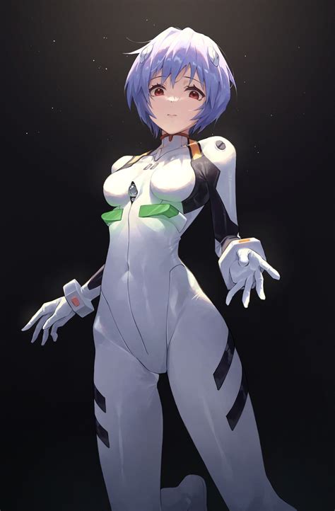 Anime Girls Ayanami Rei Rebuild Of Evangelion Blue Hair Neon