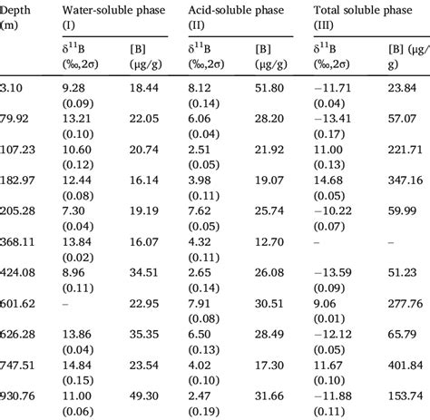 Boron Isotopic Composition In Three Dissolved Phases Of The SG 1 Core