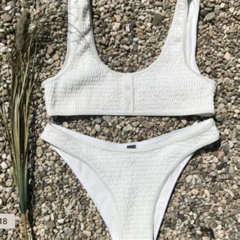 New Kendall Kylie Swim New Kendall Kylie White Henley Scrunch Bikini Poshmark
