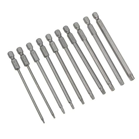 10pcs Torx Bits Set 14 Inch Hex Shank T6 T40 100mm Length Security