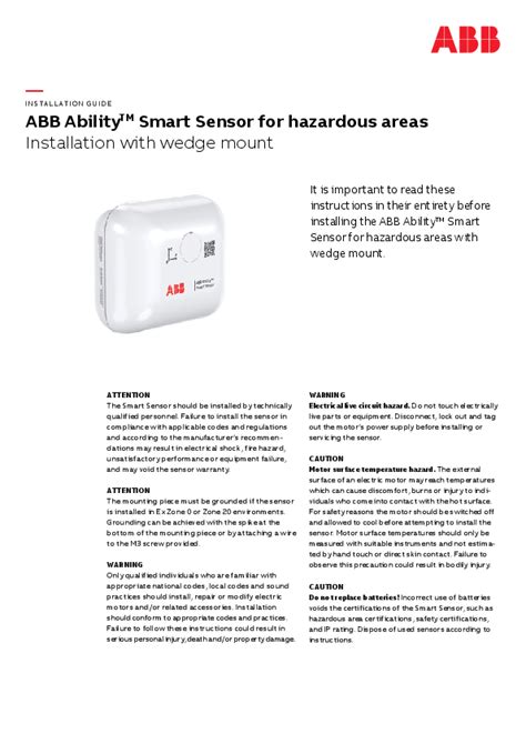 abb ability smart sensor  hazardous areas installation guide