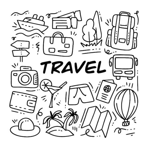 Premium Vector Travel Doodle Hand Drawn