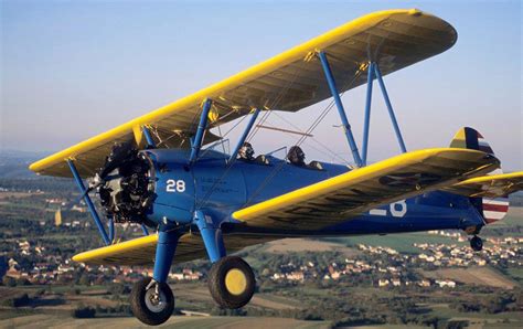 Old American Trainer Biplane Boeing Pt Kaydet Stearman Model In