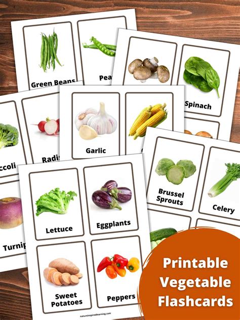 Printable Vegetable Flashcards Nature Inspired Learning Worksheets